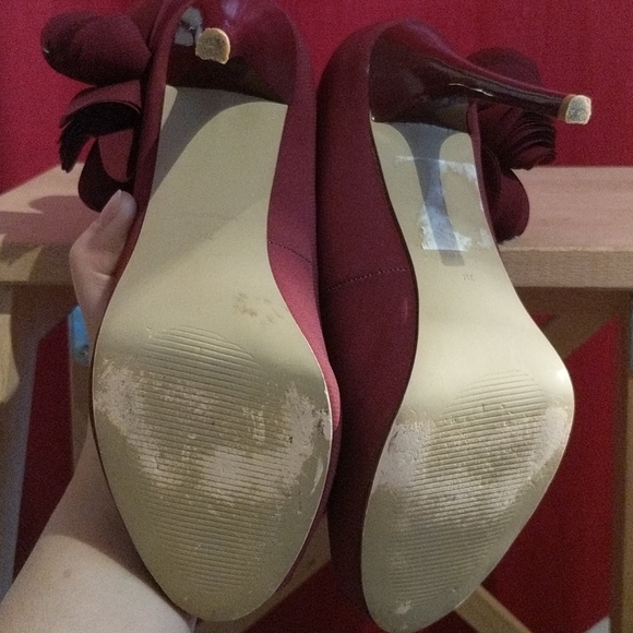 Burgundy peep heels - Picture 6 of 8